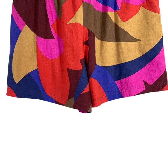 plus size Linen blend print Shorts high waisted  Self-Tie Sash size 2X Reitmans - Picture 13 of 15